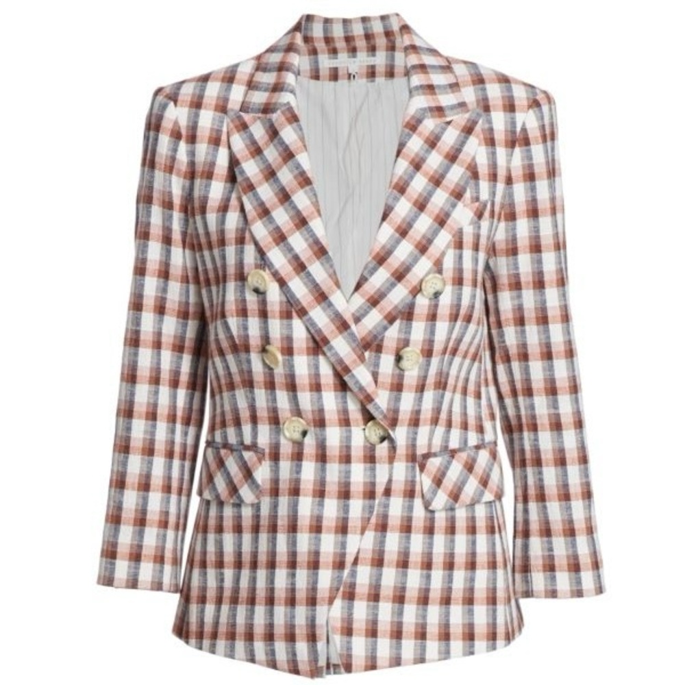 $650 Veronica Beard Empire Plaid Checkered 3/4 Sleeves Dickey Jacket Blazer sz 2